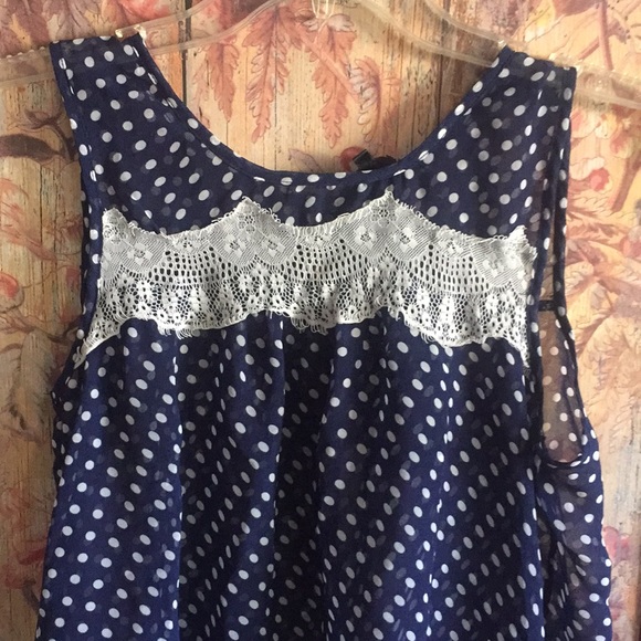 URBAN OUTFITTERS SEMI SHEER TOP POLKA DOT RETRO GIRLY CROP TANK TOP S - Picture 5 of 9